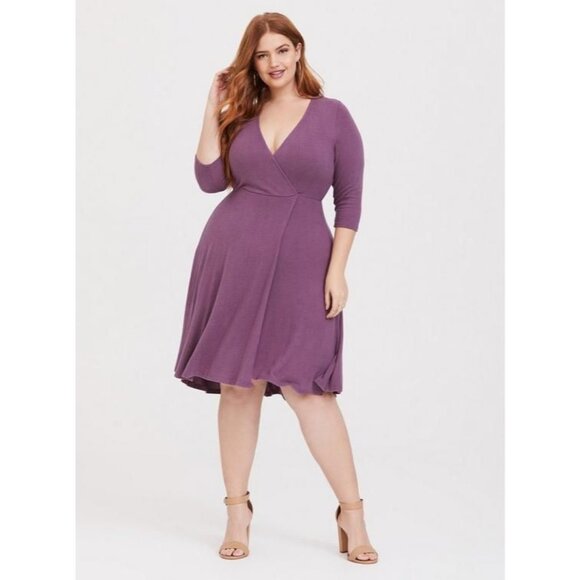 NWT Torrid Purple Hacci Wrap Midi Dress Soft Stretch Plus Size  1x - Picture 1 of 11